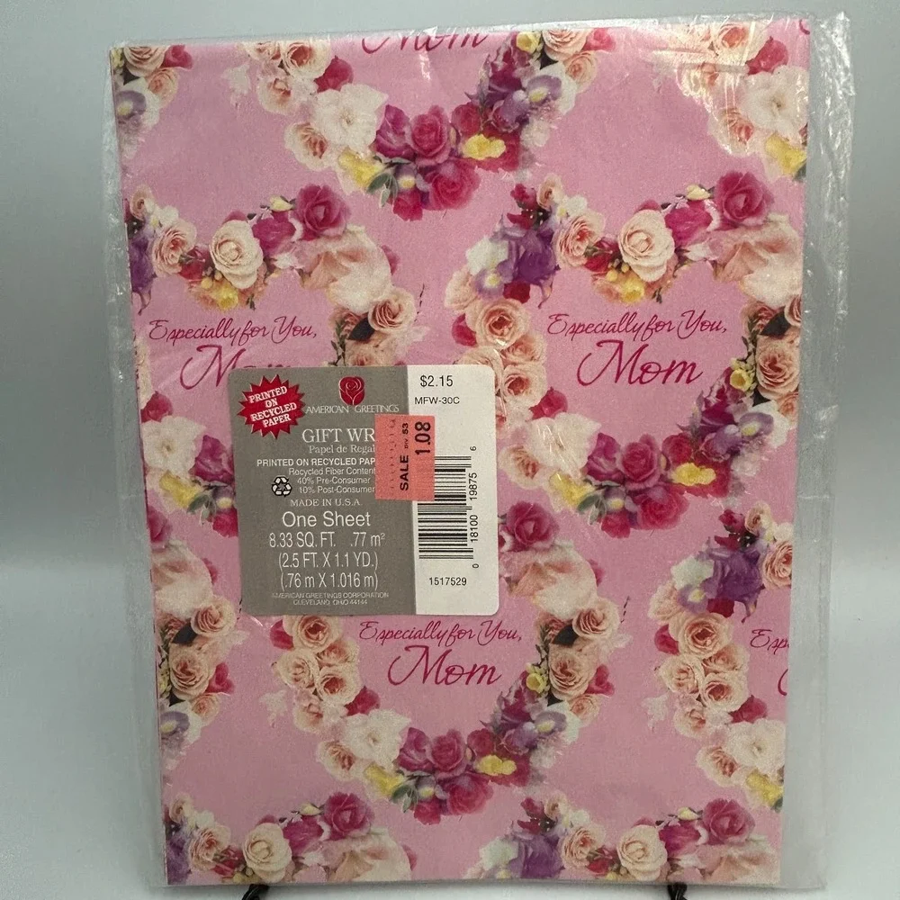Vintage American Greetings Hallmark Lot (4) Gift Wrapping Paper Birthday Mothers
